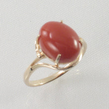 Load image into Gallery viewer, 3201064-Simple-Yet-Elegant-14K-Solid-Yellow-Gold-Oval-Natural-Red-Coral-Ornate-Ring