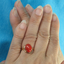 Load image into Gallery viewer, 3201064-Simple-Yet-Elegant-14K-Solid-Yellow-Gold-Oval-Natural-Red-Coral-Ornate-Ring