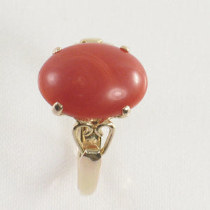 3201072-Simple-Yet-Elegant-14K-Solid-Yellow-Gold-Oval-Natural-Red-Coral-Ornate-Ring