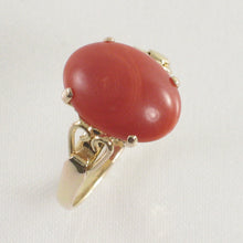 Load image into Gallery viewer, 3201072-Simple-Yet-Elegant-14K-Solid-Yellow-Gold-Oval-Natural-Red-Coral-Ornate-Ring