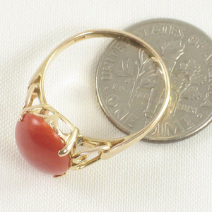 3201072-Simple-Yet-Elegant-14K-Solid-Yellow-Gold-Oval-Natural-Red-Coral-Ornate-Ring