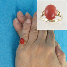 Load image into Gallery viewer, 3201072-Simple-Yet-Elegant-14K-Solid-Yellow-Gold-Oval-Natural-Red-Coral-Ornate-Ring