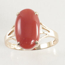 Load image into Gallery viewer, 3201082-14K-Solid-Yellow-Gold-Oval-Natural-Red-Coral-Ornate-Ring