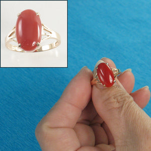 3201082-14K-Solid-Yellow-Gold-Oval-Natural-Red-Coral-Ornate-Ring