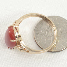 Load image into Gallery viewer, 3201102-Cabochon-Natural-Red-Coral-Ornate-14K-Solid-Yellow-Gold-Ring