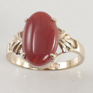 3201102-Cabochon-Natural-Red-Coral-Ornate-14K-Solid-Yellow-Gold-Ring