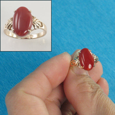 3201102-Cabochon-Natural-Red-Coral-Ornate-14K-Solid-Yellow-Gold-Ring