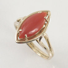Load image into Gallery viewer, 3201112-Cabochon-Marquise-Natural-Red-Coral-14K-Solid-Yellow-Gold-Ring