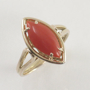 3201112-Cabochon-Marquise-Natural-Red-Coral-14K-Solid-Yellow-Gold-Ring