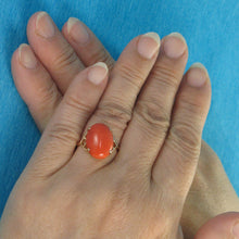 Load image into Gallery viewer, 3201122-14K-Solid-Yellow-Gold-Cabochon-Oval-Natural-Red-Coral-Ring