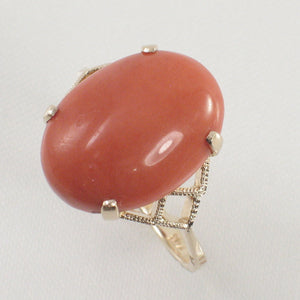 3201122-14K-Solid-Yellow-Gold-Cabochon-Oval-Natural-Red-Coral-Ring