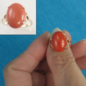 3201122-14K-Solid-Yellow-Gold-Cabochon-Oval-Natural-Red-Coral-Ring