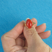 Load image into Gallery viewer, 3201142-Genuine-Natural-Red-Coral-14K-Solid-Yellow-Gold-Ring