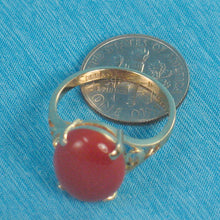 Load image into Gallery viewer, 3201152-14K-Solid-Yellow-Gold-Genuine-Natural-Red-Coral-Ring