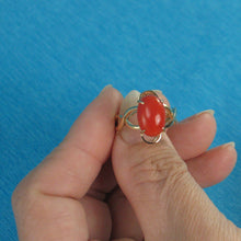 Load image into Gallery viewer, 3201162-14K-Solid-Yellow-Gold-Genuine-Natural-Red-Coral-Ring
