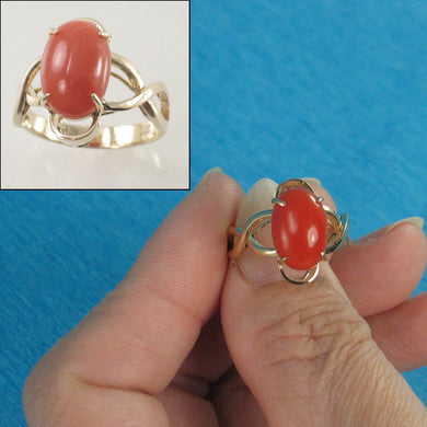 3201162-14K-Solid-Yellow-Gold-Genuine-Natural-Red-Coral-Ring