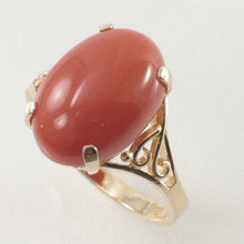 Load image into Gallery viewer, 3201172-Genuine-Natural-Red-Coral-14K-Solid-Yellow-Gold-Ring