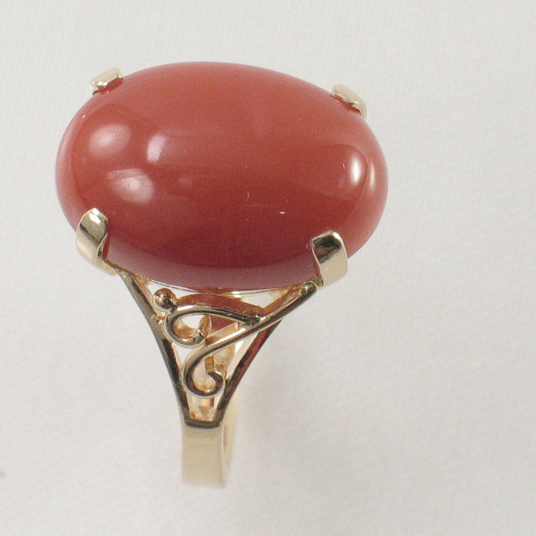 3201172-Genuine-Natural-Red-Coral-14K-Solid-Yellow-Gold-Ring