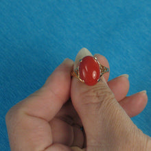 Load image into Gallery viewer, 3201172-Genuine-Natural-Red-Coral-14K-Solid-Yellow-Gold-Ring