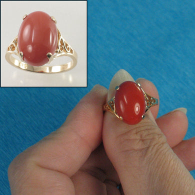 3201172-Genuine-Natural-Red-Coral-14K-Solid-Yellow-Gold-Ring