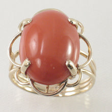 Load image into Gallery viewer, 3201182-14K-Solid-Gold-Genuine-Natural-Red-Coral-Ring