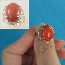 Load image into Gallery viewer, 3201182-14K-Solid-Gold-Genuine-Natural-Red-Coral-Ring