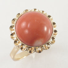 Load image into Gallery viewer, 3201192-Cabochon-Dome-Genuine-Natural-Red-Coral-14K-Solid-Yellow-Gold-Ring