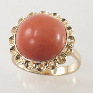 3201192-Cabochon-Dome-Genuine-Natural-Red-Coral-14K-Solid-Yellow-Gold-Ring