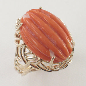 3201202-14K-Solid-Yellow-Gold-Genuine-Natural-Red-Coral-Ring