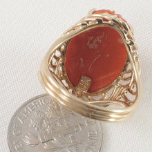 Load image into Gallery viewer, 3201202-14K-Solid-Yellow-Gold-Genuine-Natural-Red-Coral-Ring