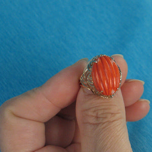 3201202-14K-Solid-Yellow-Gold-Genuine-Natural-Red-Coral-Ring