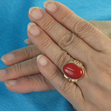 Load image into Gallery viewer, 3201242-Genuine-Natural-Red-Coral-14K-Solid-Yellow-Gold-Ring