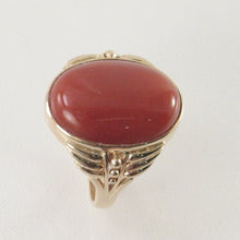 Load image into Gallery viewer, 3201242-Genuine-Natural-Red-Coral-14K-Solid-Yellow-Gold-Ring