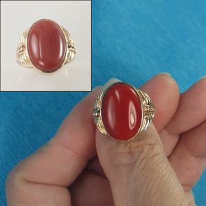 3201242-Genuine-Natural-Red-Coral-14K-Solid-Yellow-Gold-Ring