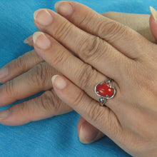 Load image into Gallery viewer, 3201262-14K-Solid-White-Gold-Genuine-Natural-Red-Coral-Ring