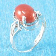 Load image into Gallery viewer, 3201262-14K-Solid-White-Gold-Genuine-Natural-Red-Coral-Ring