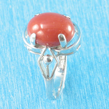 Load image into Gallery viewer, 3201262-14K-Solid-White-Gold-Genuine-Natural-Red-Coral-Ring