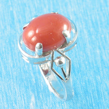 Load image into Gallery viewer, 3201262-14K-Solid-White-Gold-Genuine-Natural-Red-Coral-Ring