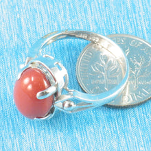 Load image into Gallery viewer, 3201262-14K-Solid-White-Gold-Genuine-Natural-Red-Coral-Ring