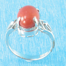 Load image into Gallery viewer, 3201262-14K-Solid-White-Gold-Genuine-Natural-Red-Coral-Ring