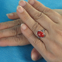 Load image into Gallery viewer, 3201262B-14K-Solid-White-Gold-Genuine-Natural-Red-Coral-Ring