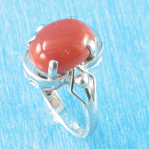 3201262B-14K-Solid-White-Gold-Genuine-Natural-Red-Coral-Ring