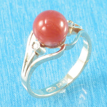 Load image into Gallery viewer, 3201272-14K-Solid-Yellow-Gold-Genuine-Natural-Red-Coral-Diamond-Ring