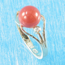 Load image into Gallery viewer, 3201272-14K-Solid-Yellow-Gold-Genuine-Natural-Red-Coral-Diamond-Ring
