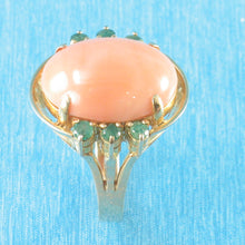 Load image into Gallery viewer, 3201322-14K-Gold-Angel-Skin-Coral-Emerald-Ring
