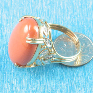 3201332-14K-Solid-Yellow-Gold-Genuine-Natural-Pink-Coral-Diamond-Ring