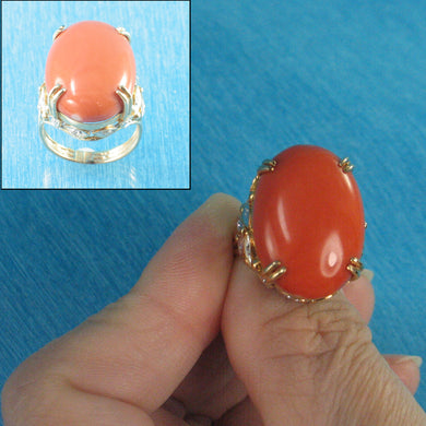 3201332-14K-Solid-Yellow-Gold-Genuine-Natural-Pink-Coral-Diamond-Ring