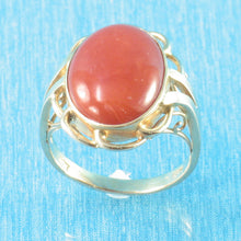 Load image into Gallery viewer, 3201342-Cabochon-Oval-Genuine-Natural-Red-Coral-14K-Solid-Yellow-Gold-Ring