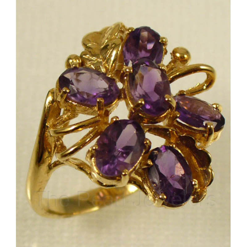 14K Yellow Gold Six-Stone Amethyst Ring