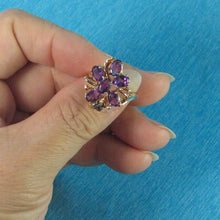Load image into Gallery viewer, 3300032-14k-Solid-Yellow-Gold-Genuine-Oval-Amethyst-Cocktail-Ring